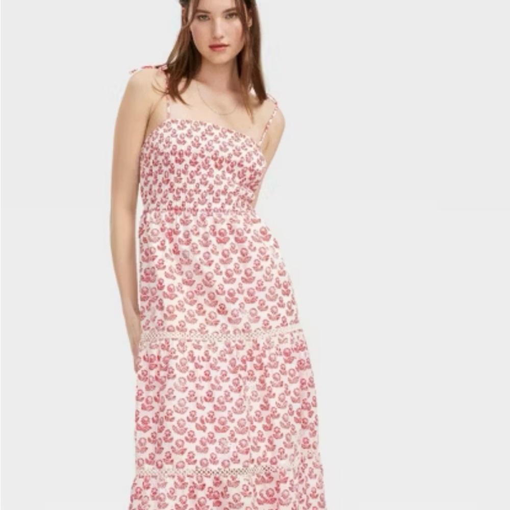 Roller Rabbit Pink and White Floral Midi Dress